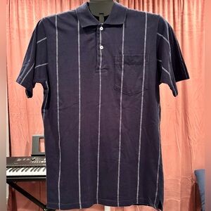 Vintage Navy Polo Shirt with White Stripes